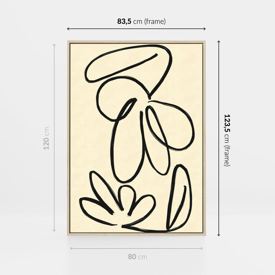 Obraz w ramie 80x120 - Złamane Granice - abstrakcyjna sztuka, przypominająca kwiat - rama drewno