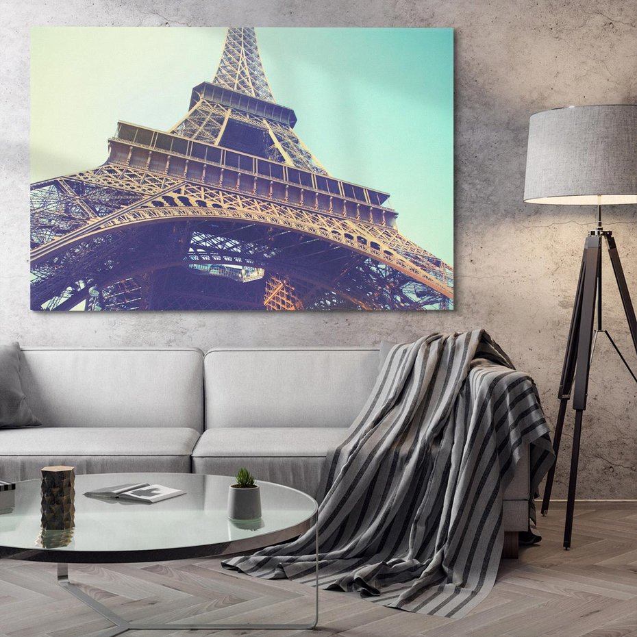 Obraz na płótnie 120x80 - Wieża Eiffla w czarno-białej odsłonie - Eiffla, Paryż