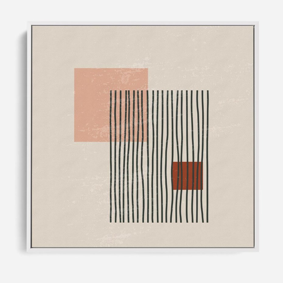 Obraz w ramie 80x80 - Przenikające Formy - nowoczesna sztuka, minimalizm - rama biała