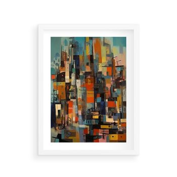 Plakat w ramie 40x50 - Zaklęte Odbicia Nienormalności - styl mid century, nowoczesna sztuka - rama biała