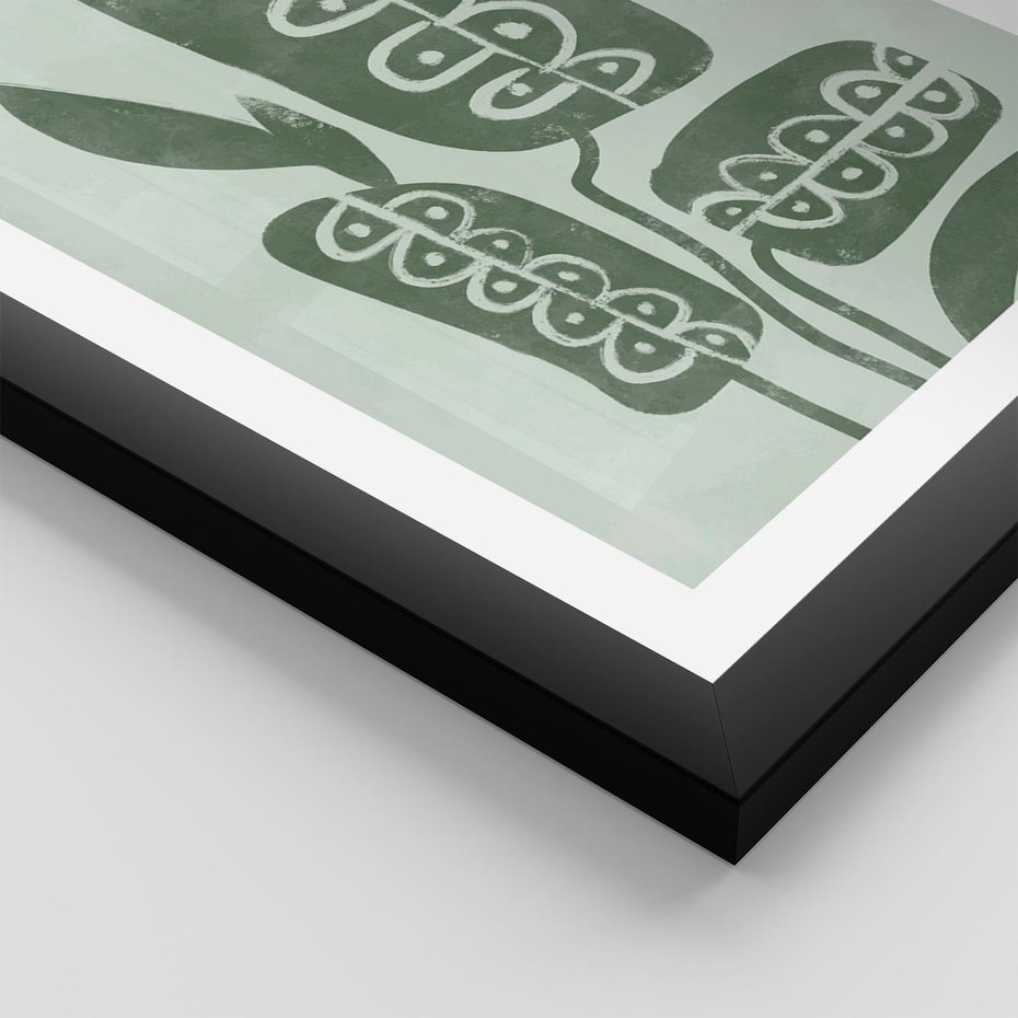 Plakat w ramie 40x50 - Nurtująca Zieleń - abstrakcyjny zielony motyw, skandynawski design - rama czarna