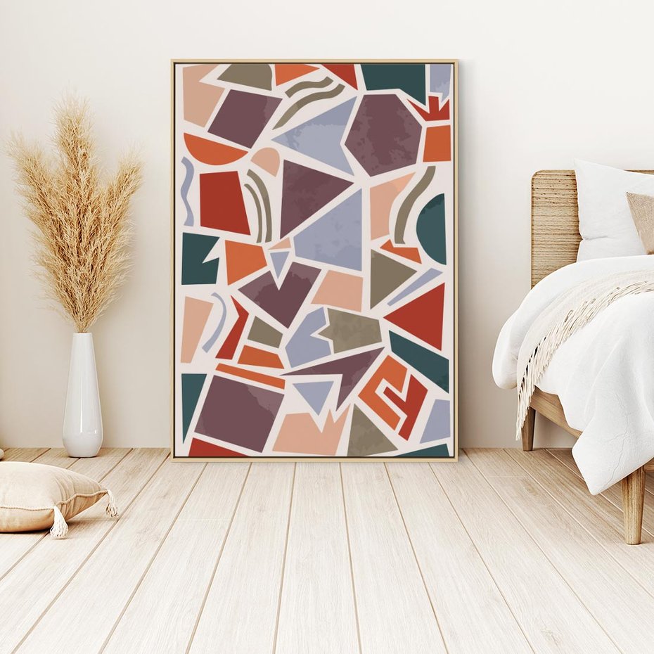 Obraz w ramie 50x70 - Intrygujące Rozbicie - gemoetryczne kształty, mozaika - rama drewno