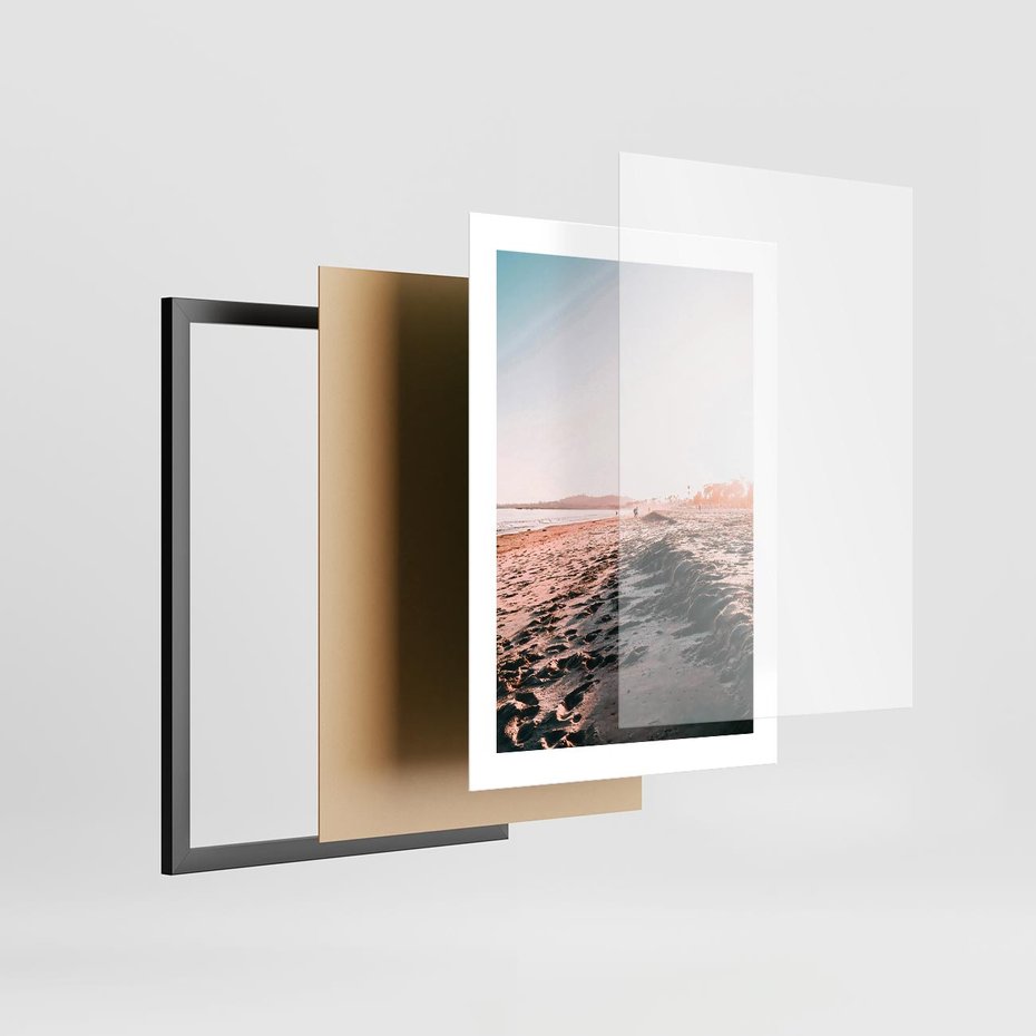 Plakat w ramie 30x40 - Błogie Chwile na Plaży - plaża, zachód słońca wakacje - rama czarna