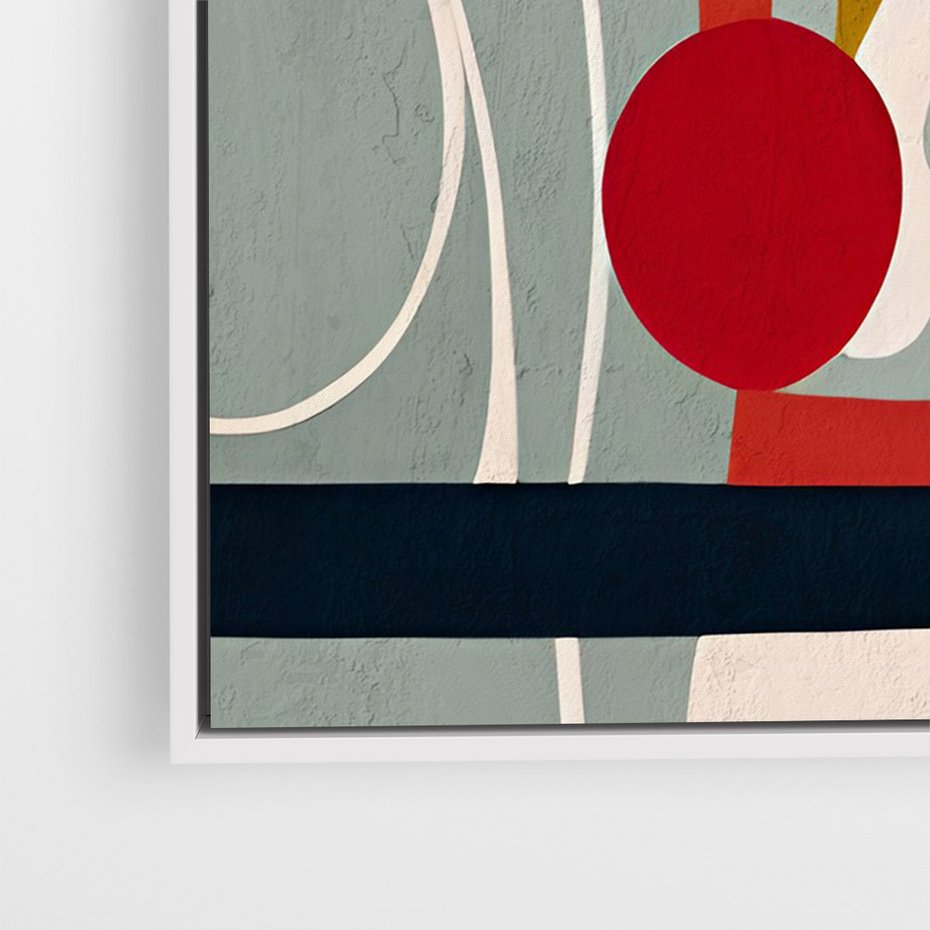 Obraz w ramie 70x100 - Harmonia Kolorowych Impulsów - abstrakcyjny obraz olejny, dziwne formy - rama biała