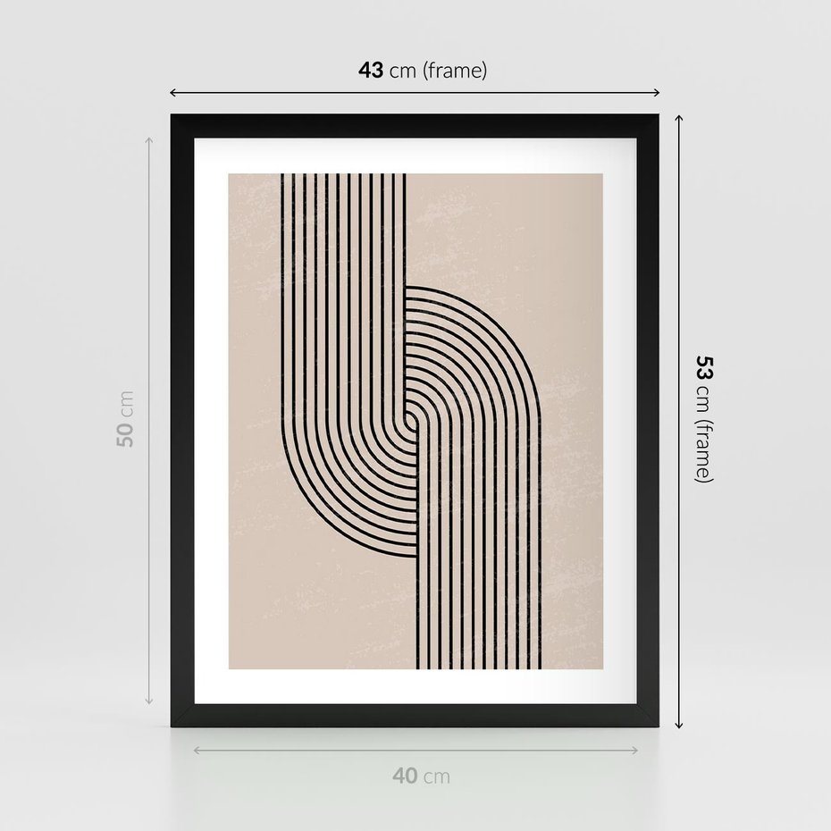 Plakat w ramie 40x50 - Puls Abstrakcji - abstrakcyjne linie, geometria - rama czarna