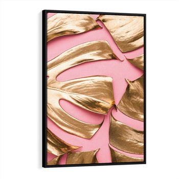 Obraz w ramie 50x70 - Przyjemność w Naturze - złote, liście - rama czarna