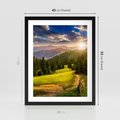 Plakat w ramie 40x50 - Zachód słońca na łące - zachód, łąka - rama czarna