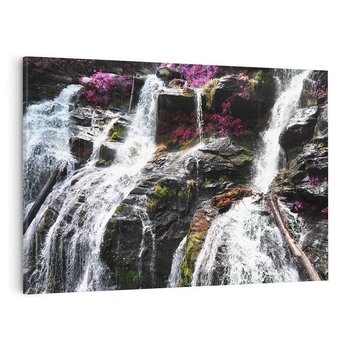 Obraz na płótnie 120x80 - Wodospad wśród majestatycznych gór - wodospad, góry