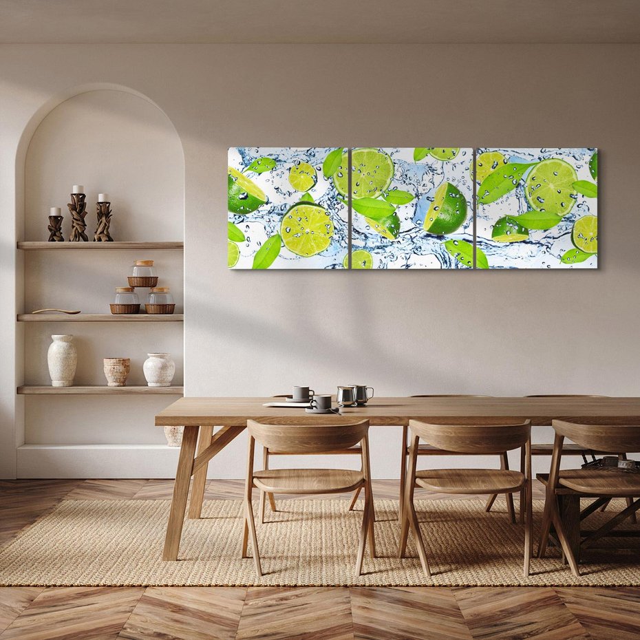 Obraz na płótnie 120x40 - Świeżość limonki i błękity wody - limonka, woda