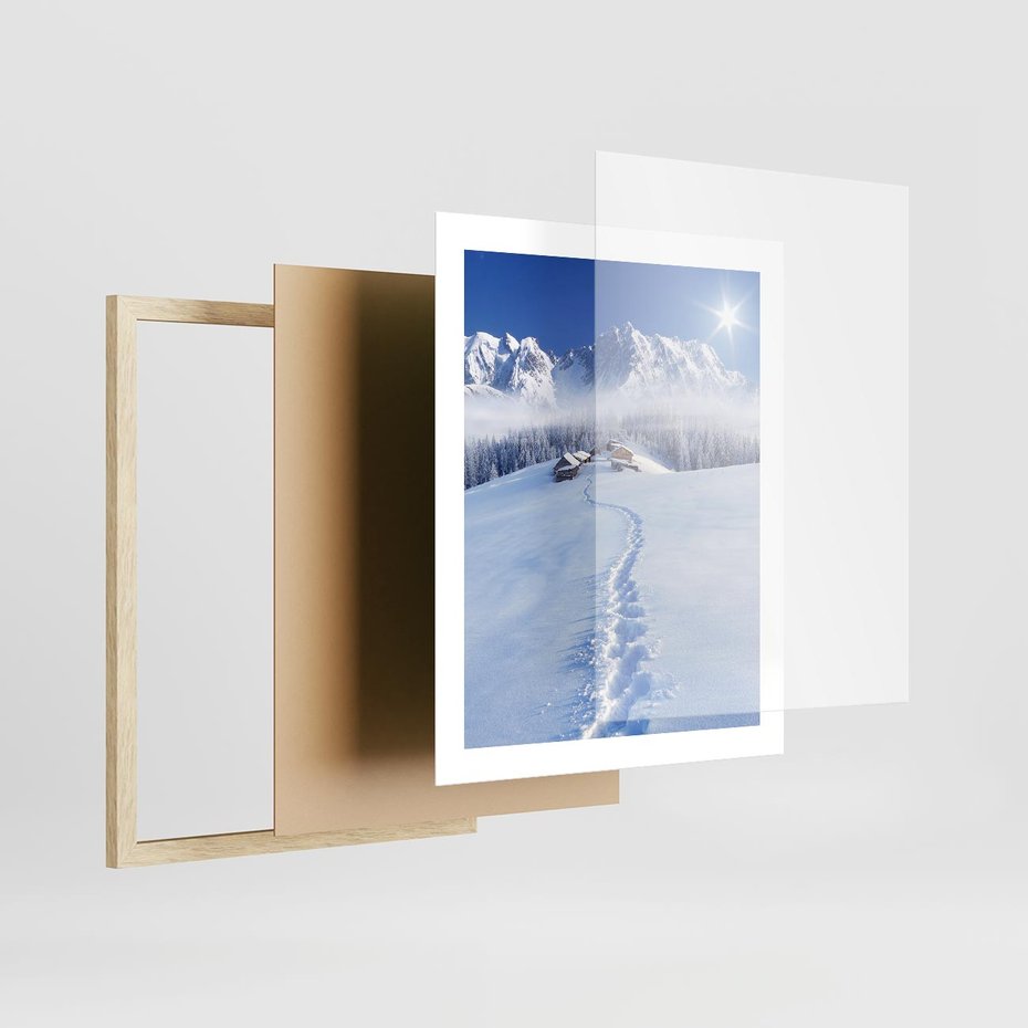 Plakat w ramie 40x50 - Magia zimowych gór - zima, góry - rama drewno