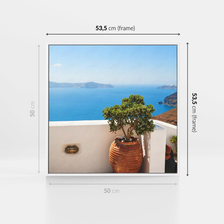 Obraz w ramie 50x50 - Santorini - oaza greckiej wyspy - Santorini, grecka - rama biała