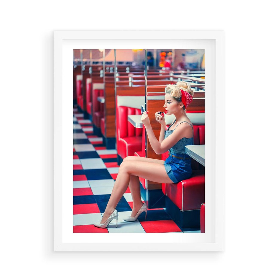 Plakat w ramie 50x70 - Ikoniczna Uroda - retro, Marylin Monroe - rama biała