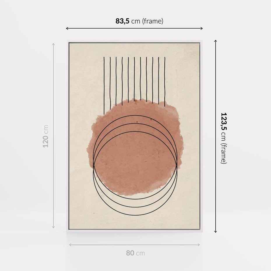 Obraz w ramie 80x120 - Migotliwe Kontury - akwarelowa plama, geometryczne szkicowane kształty - rama biała