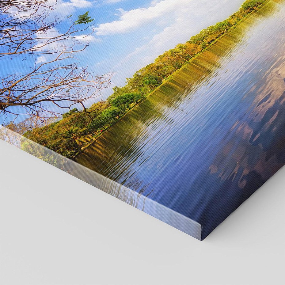 Obraz na płótnie 120x80 - Jezioro: Ukojenie wśród drzew - jezioro, las