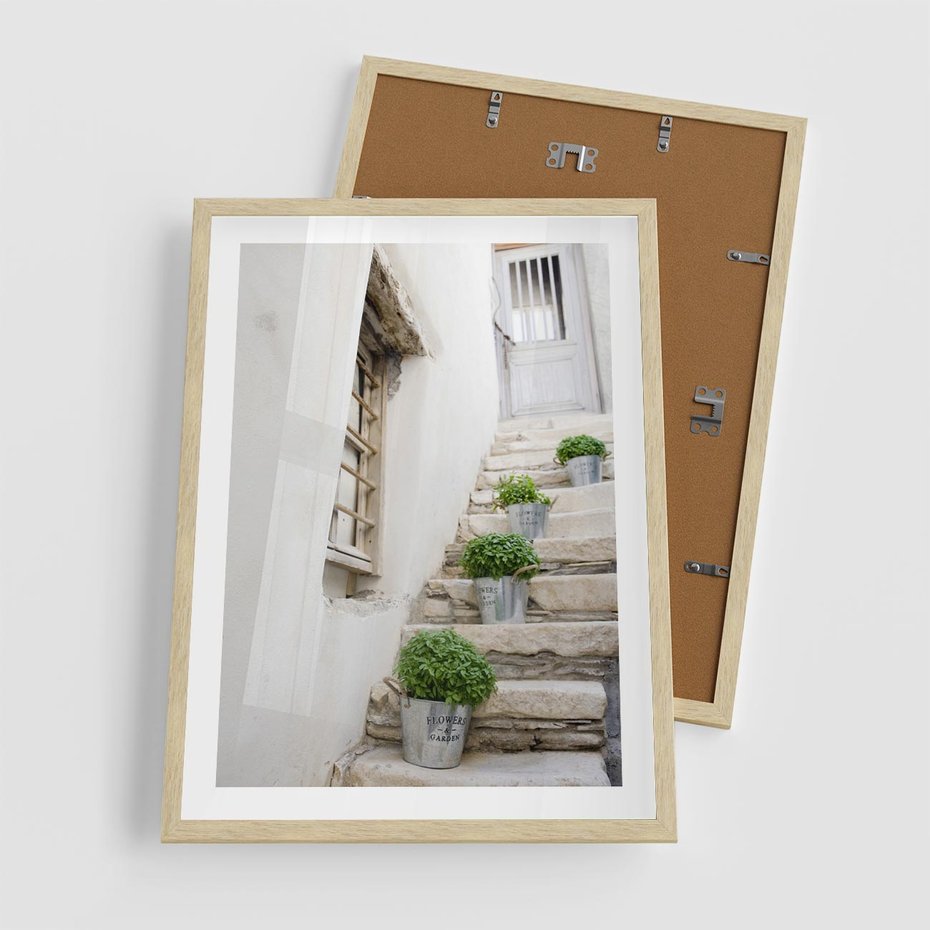 Plakat w ramie 50x70 - Wznoszące się Marzenia - schody, perspektywa - rama drewno