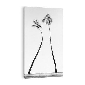 Obraz na płótnie 70x100 - Samotne Palmy - czarno biała fotografia, dwie samotne palmy