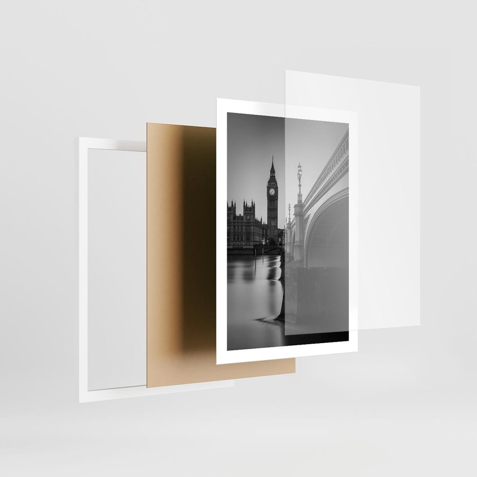 Plakat w ramie 50x70 - Majestatyczny Big Ben w Londynie - Londyn, most - rama biała