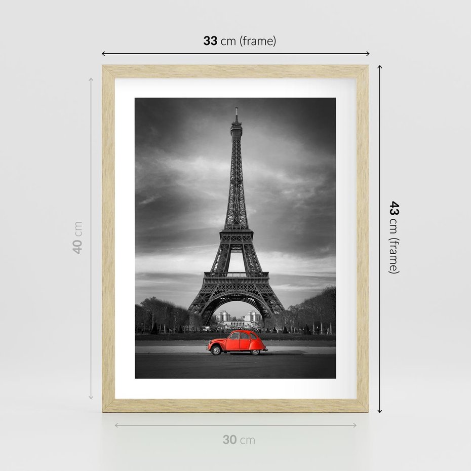 Plakat w ramie 30x40 - Elegancja Wieży - wieża, Eiffla - rama drewno