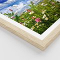 Plakat w ramie 40x50 - Niebiańska łąka pełna kwiatów - łąka, niebo - rama drewno