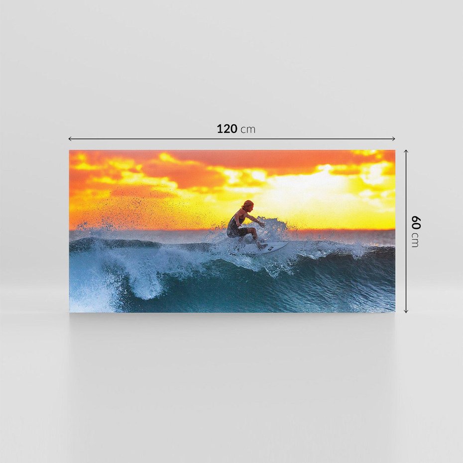 Obraz na płótnie 120x60 - Surfer na falach morza: Spotkanie z wolnością - surfer, surfing