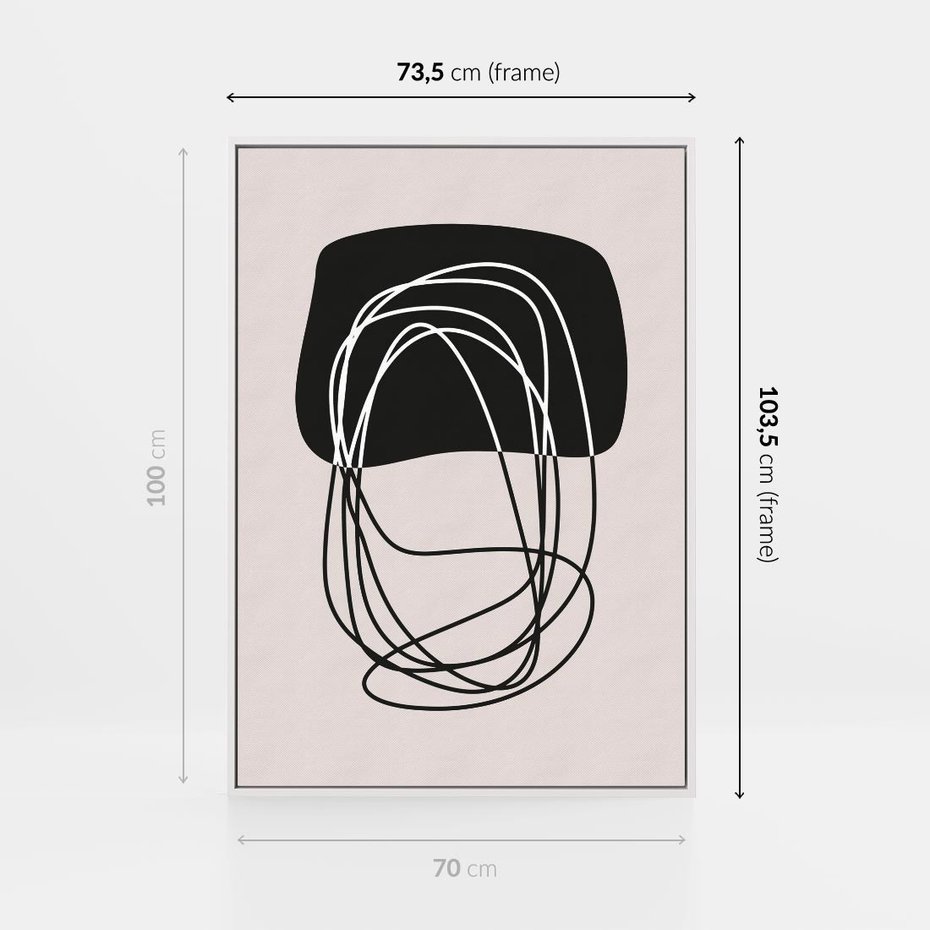 Obraz w ramie 70x100 - Strukturalne Kontrasty - abstrakcyjne szkicowane linie, minimalizm - rama biała