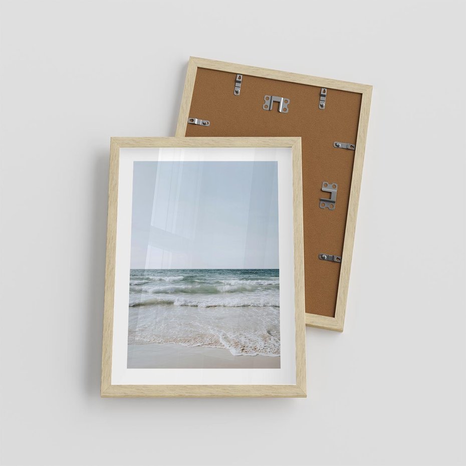 Plakat w ramie 30x40 - Spokój nad Brzegiem - plaża, morze - rama drewno