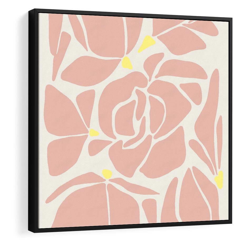 Obraz w ramie 50x50 - Rozplątane Akwarelowe Formy - abstrakcyjne boho kwiaty, kompozycja - rama czarna