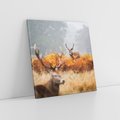 Obraz na płótnie 30x30 - Malownicza Harmonia - jelenie, jesień