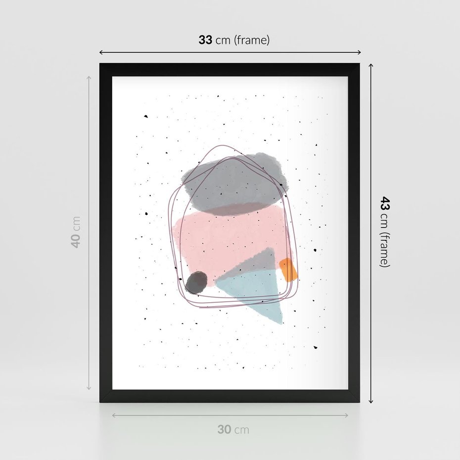 Plakat w ramie 30x40 - Migotliwa Opowieść - abstrakcyjna kompozycja, jak ręcznie malowana - rama czarna