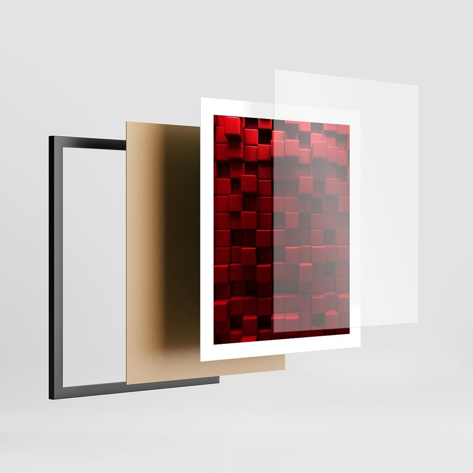 Plakat w ramie 40x50 - Geometryczne 3D: wizja przestrzeni - geometryczne, 3D - rama czarna