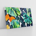 Obraz na płótnie 120x80 - Tropikalne Pragnienia - akwarela, liście tropikalne