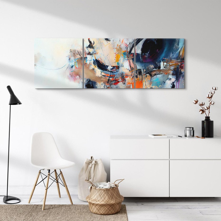 Obraz na płótnie 120x40 - Kontrapunkty zatajonych uczuć - dynamiczna abstrakcja, bałagan na płótnie