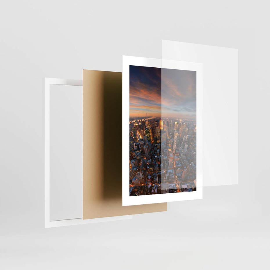 Plakat w ramie 30x40 - Miasto wieżowców w perspektywie - miasto, wieżowce - rama biała