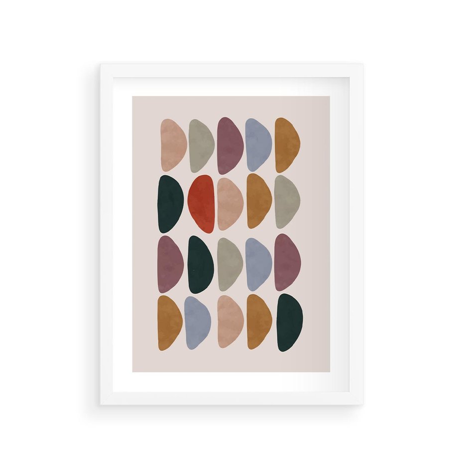 Plakat w ramie 30x40 - Granice Boho - abstrakcyjny obraz, geometryczna kompozycja - rama biała