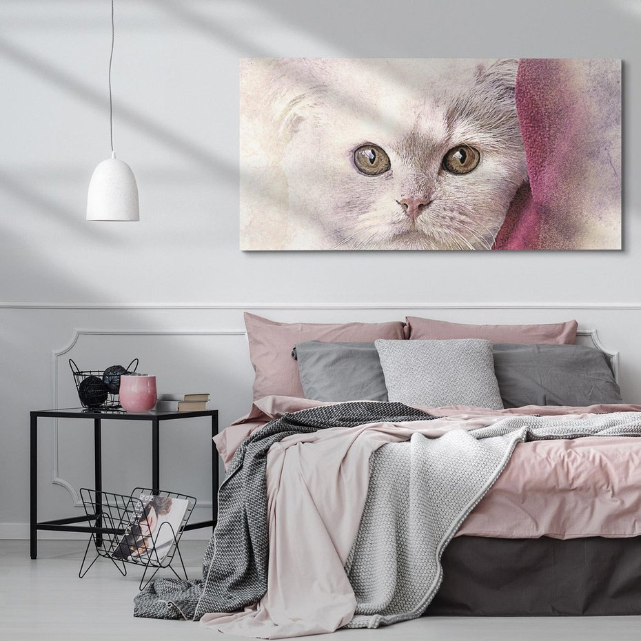 Obraz na płótnie 140x70 - Kot w abstrakcyjnym świetle - kot, abstrakcja