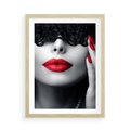 Plakat w ramie 50x70 - Piękno usta i szminka - usta, szminka - rama drewno