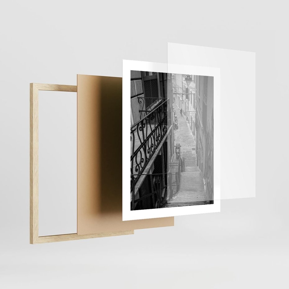 Plakat w ramie 40x50 - Magiczne spacery - uliczka, perspektywa - rama drewno