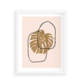 Plakat w ramie 40x50 - Liście w Beżowym Minimalizmie - minimalistyczny obraz, liście monstery - rama biała