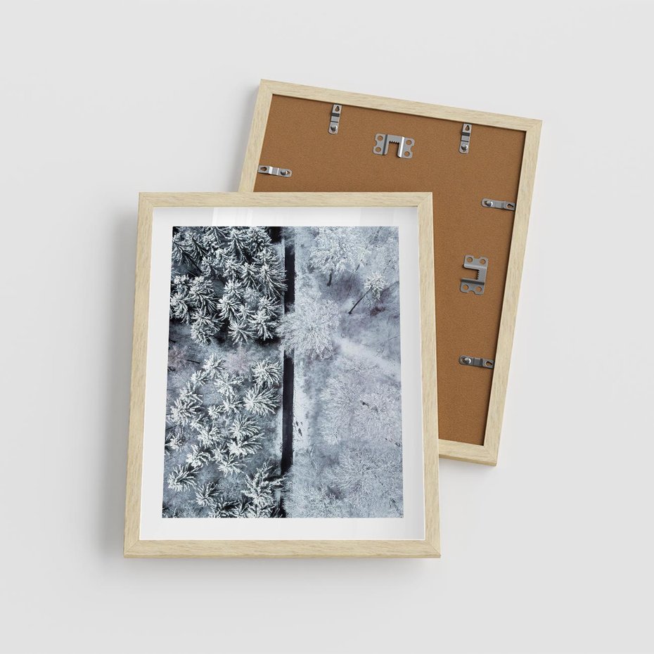 Plakat w ramie 40x50 - Ujęcie Zimowej Szosy - zima, śnieg - rama drewno