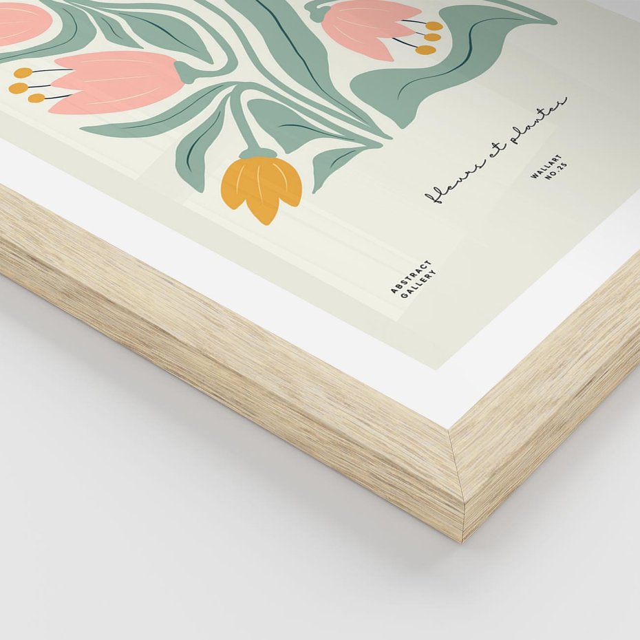 Plakat w ramie 30x40 - Tajemnicza Aura - kwiaty, nowoczesna abstrakcja - rama drewno