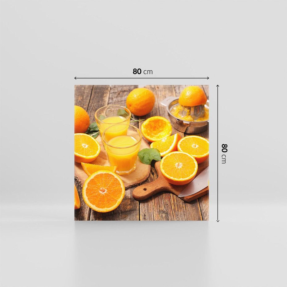 Obraz na płótnie 80x80 - Soczyste pomarańcze i soki - pomarańcze, soki