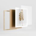 Plakat w ramie 40x50 - Ponadczasowy Urok - złote, liście - rama drewno