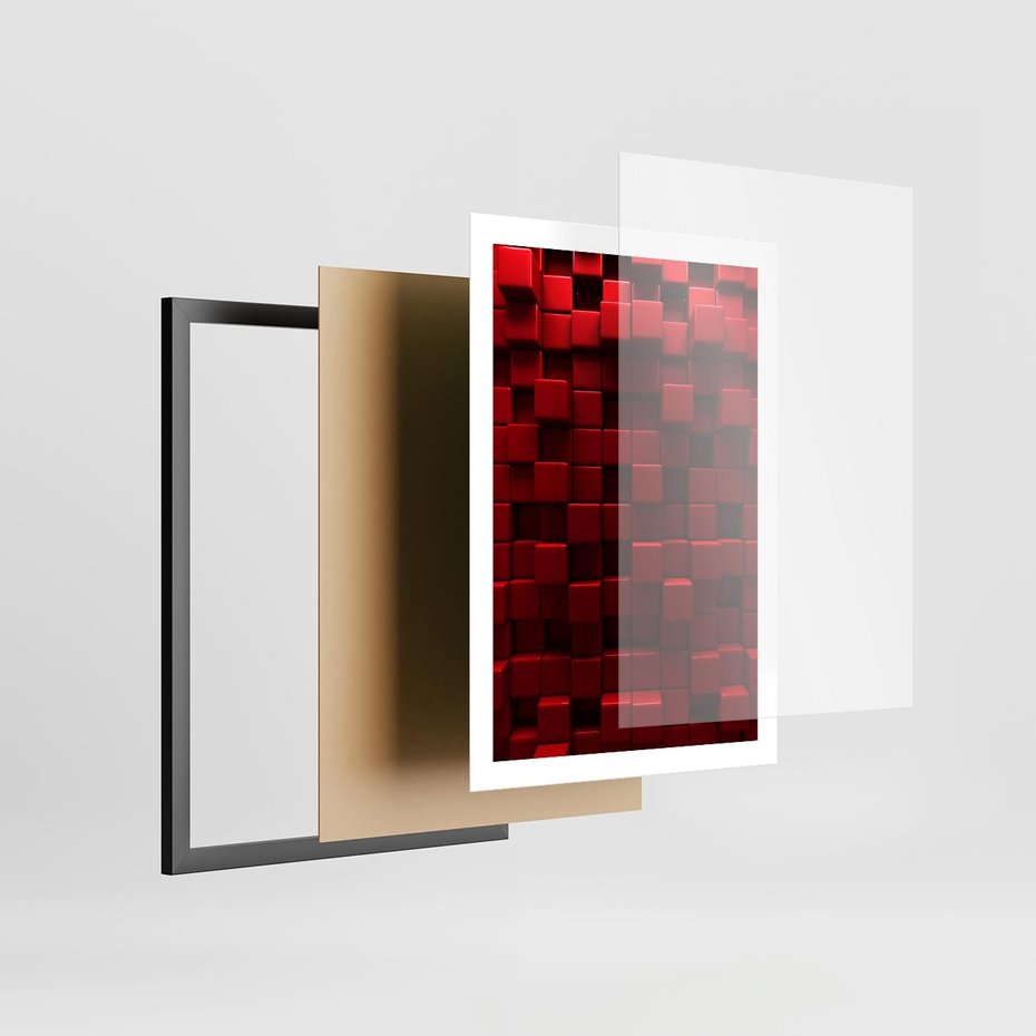 Plakat w ramie 50x70 - Geometryczne 3D: wizja przestrzeni - geometryczne, 3D - rama czarna