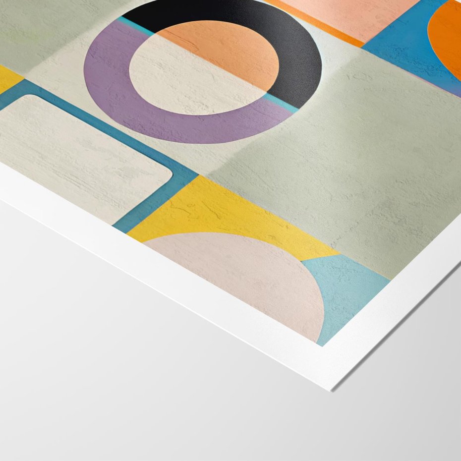 Plakat bez ramy 30x40 - Taniec Kształtów Emocji - abstrakcyjne geometryczne kształty, olejny obraz