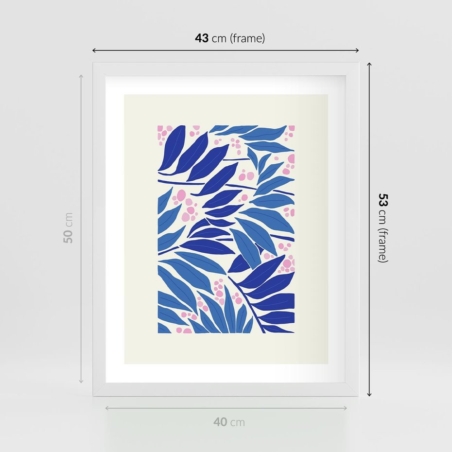 Plakat w ramie 40x50 - Kolorowy Wir - liściasta kompozycja, nowoczesny plakat - rama biała