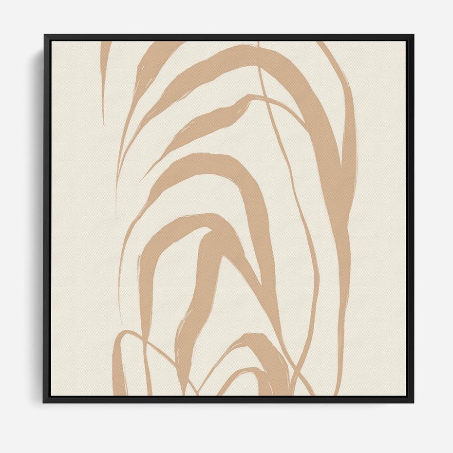 Obraz w ramie 50x50 - Formy Nowoczesności - minimalistyczny plakat, liście palmy - rama czarna