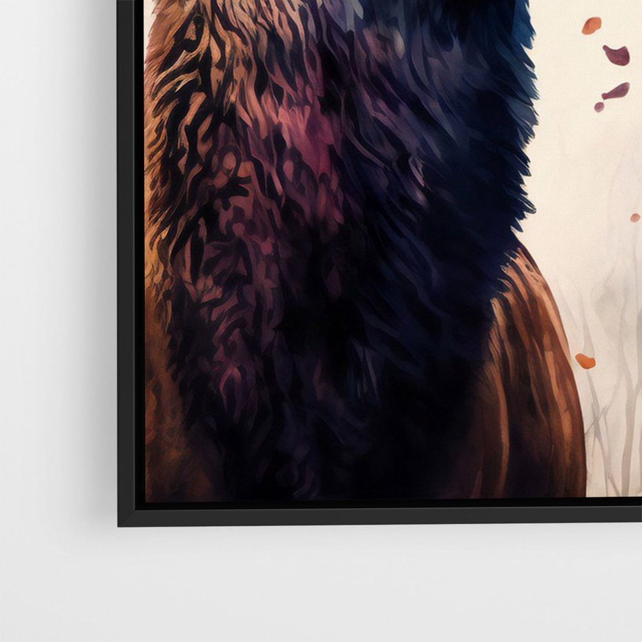 Obraz w ramie 70x100 - Jesienny Monarcha Lasu - grafika komputerowa, na podstawie obrazu - rama czarna