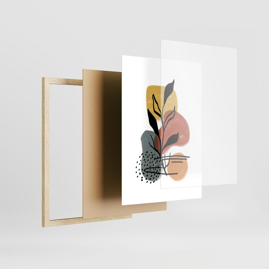 Plakat w ramie 30x40 - Energetyczne Refleksje - abstrakcja, sztuka nowoczesna - rama drewno