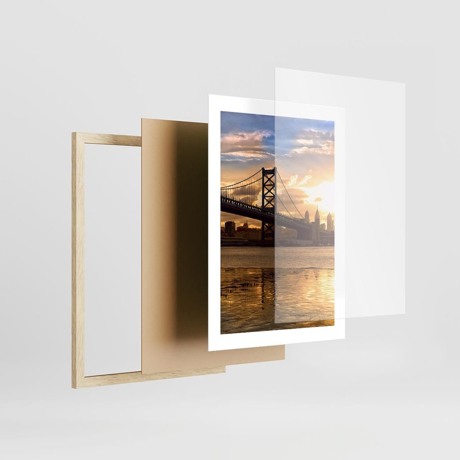 Plakat w ramie 30x40 - Most w mieście - most, miasto - rama drewno