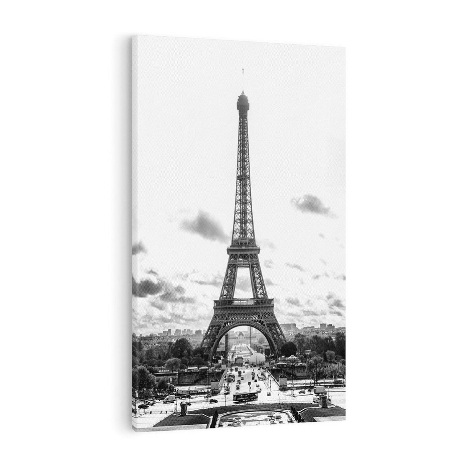 Obraz na płótnie 70x100 - Wieża Eiffla - czarno białe zdjecie, wieża eiffla